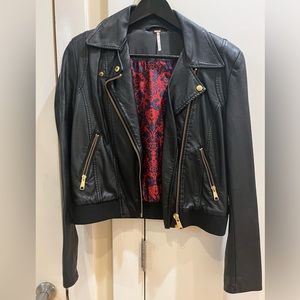 Free People faux black leather jacket XS